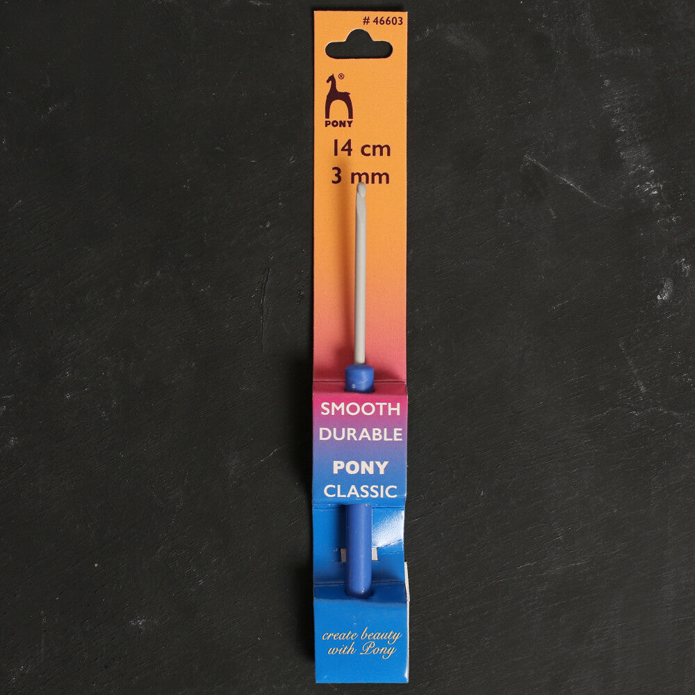 Pony 3 mm 14 cm Mavi Alüminyum Plastik Saplı Yün Tığ - 46603